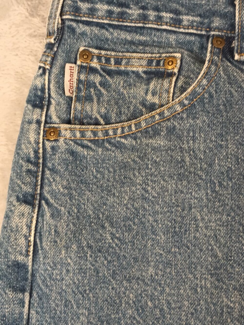 Carhartt Relaxed Fit Jeans Men's Blue Denim 43x25.5 Measured Workwear No Size Ta - Picture 3 of 6